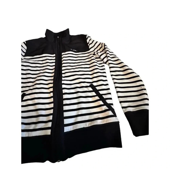 L-RL Lauren Active Ralph Lauren Black & White Striped Zip Up Jacket Size S - Picture 4 of 8